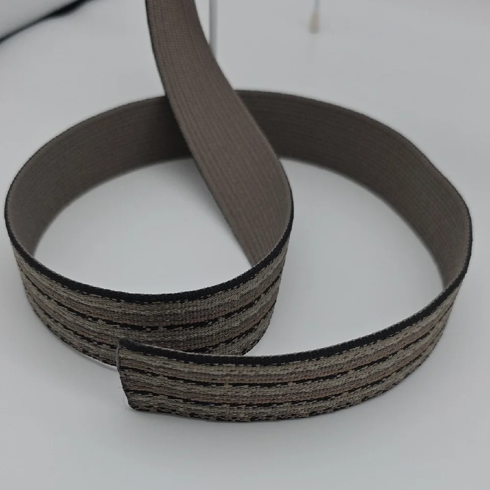 Chaco Men's Striped Tan, Gray & Black Webbed With Metal Buckle Belt